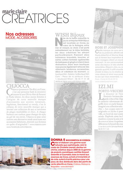 donna è parution presse MARIE CLAIRE